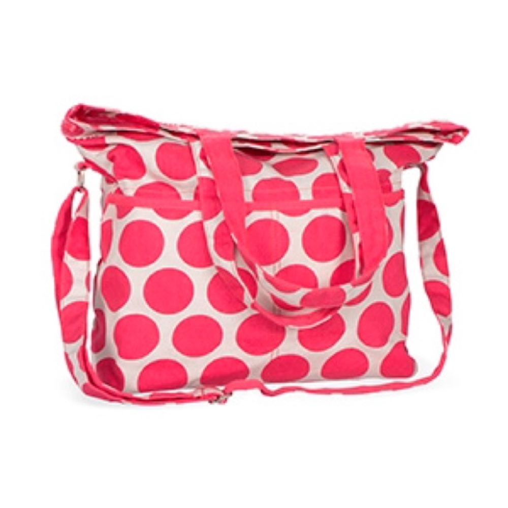 THIRTY ONE pink polka dot retro metro tote
